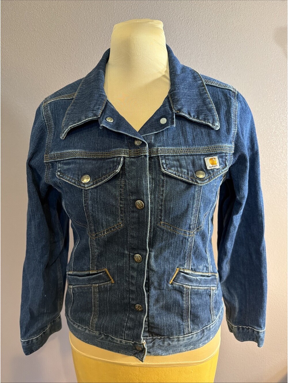 Carhartt Women's Sz S Denim Jean Jacket Snap Button